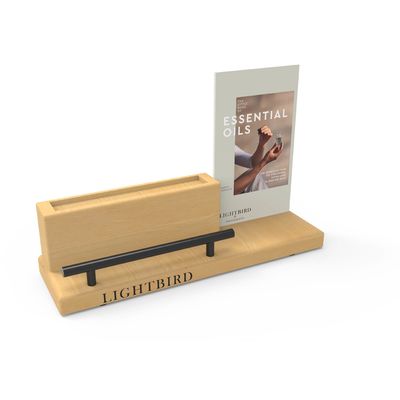 Aanpasbaar houten toonbankrek met gedrukt winkellogo Cosmetica toonbankrek