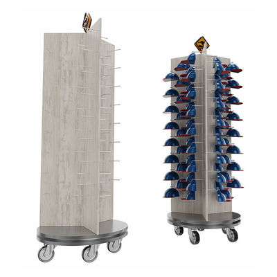kwaliteit  Three Sided Rotating Display Stand Cap Display Stand With Customized Logo Fabriek