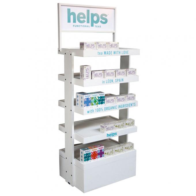 Supermarkt houten displayrek voor gezichtsreiniger en huidverzorgingsproduct 6