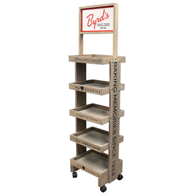 4 laag houten drankvloer display stand voor winkel of kruidenier