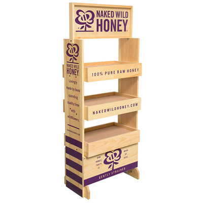 4 laag houten drankvloer display stand voor winkel of kruidenier