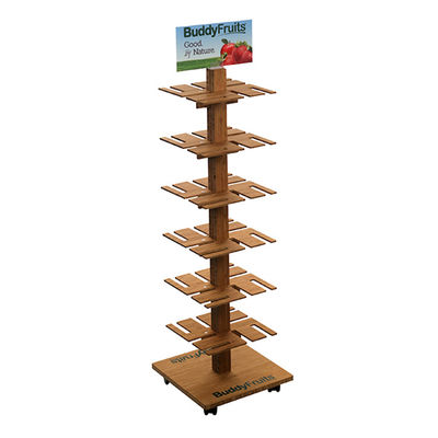 4 de opgeruimde Draaiende Plank van de het Fruitvertoning van de Vertoningstribune Houten met Wielen