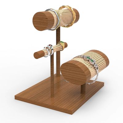 Gepersonaliseerde houten geweven toonbank display stand voor luxe sieraden armband ring