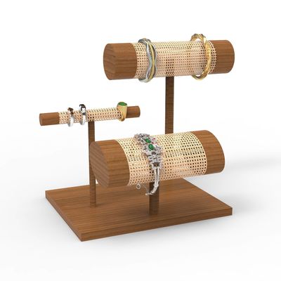 Gepersonaliseerde houten geweven toonbank display stand voor luxe sieraden armband ring