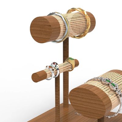 Gepersonaliseerde houten geweven toonbank display stand voor luxe sieraden armband ring