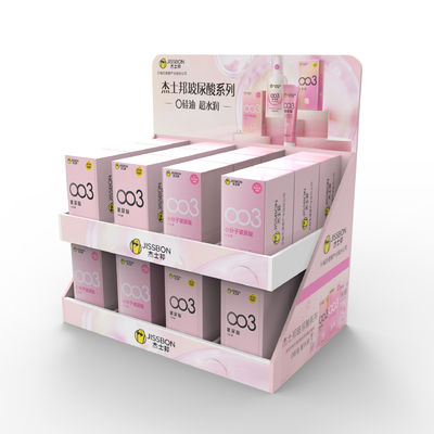 Op maat gemaakt kartonnen condoom tafelplank Display Rack 24 uur gratis ontwerp Groothandel voor supermarkten